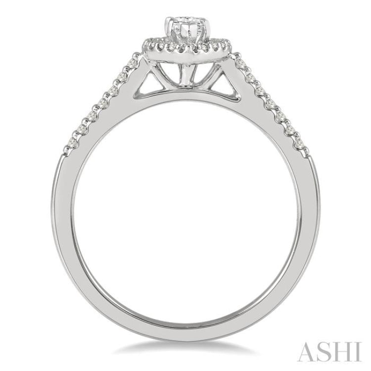 1/2 Ctw Round Cut Diamond Engagement Ring With 1/4 Ct Marquise Cut Center Stone in 14K White Gold 1/2 Ctw Round Cut Diamond Engagement Ring With 1/4 Ct Marquise Cut Center Stone in 14K White Gold