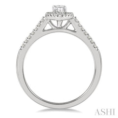 1/2 Ctw Round Cut Diamond Engagement Ring With 1/4 Ct Marquise Cut Center Stone in 14K White Gold 1/2 Ctw Round Cut Diamond Engagement Ring With 1/4 Ct Marquise Cut Center Stone in 14K White Gold
