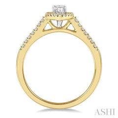 1/2 Ctw Round Cut Diamond Engagement Ring With 1/4 Ct Marquise Cut Center Stone in 14K Yellow and White Gold 1/2 Ctw Round Cut Diamond Engagement Ring With 1/4 Ct Marquise Cut Center Stone in 14K Yellow and White Gold