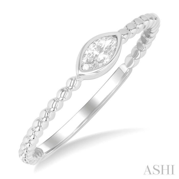 1/6 Ctw Petite Bezel Set Marquise Cut Diamond Stackable Ring in 14K White Gold 1/6 Ctw Petite Bezel Set Marquise Cut Diamond Stackable Ring in 14K White Gold
