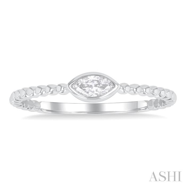 1/6 Ctw Petite Bezel Set Marquise Cut Diamond Stackable Ring in 14K White Gold 1/6 Ctw Petite Bezel Set Marquise Cut Diamond Stackable Ring in 14K White Gold