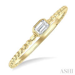 1/6 Ctw Ball Bead East-West Bezel Set Emerald Cut Diamond Stackable Petite Fashion Ring in 14K Yellow Gold 1/6 Ctw Ball Bead East-West Bezel Set Emerald Cut Diamond Stackable Petite Fashion Ring in 14K Yellow Gold