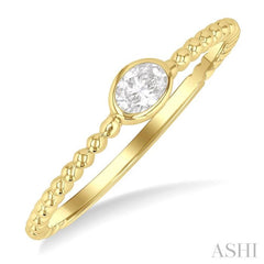 1/6 Ctw Ball Bead East-West Bezel Set Oval Cut Diamond Stackable Petite Fashion Ring in 14K Yellow Gold 1/6 Ctw Ball Bead East-West Bezel Set Oval Cut Diamond Stackable Petite Fashion Ring in 14K Yellow Gold