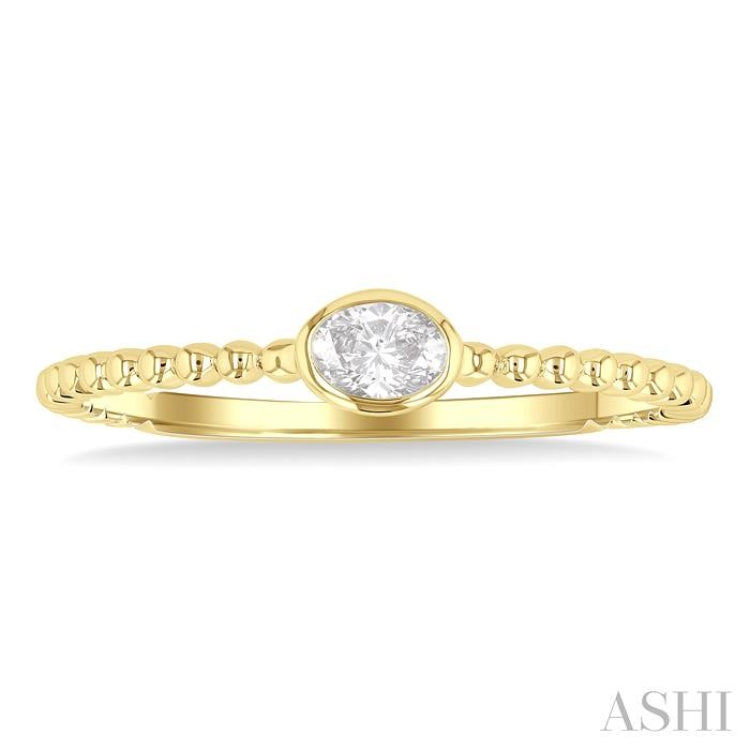 1/6 Ctw Ball Bead East-West Bezel Set Oval Cut Diamond Stackable Petite Fashion Ring in 14K Yellow Gold 1/6 Ctw Ball Bead East-West Bezel Set Oval Cut Diamond Stackable Petite Fashion Ring in 14K Yellow Gold