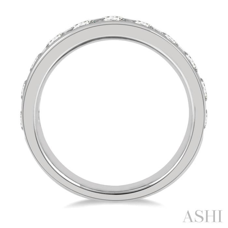 1 1/2 Ctw Channel Set 11 Stone Round Cut Diamond Wedding Band in 14K White Gold 1 1/2 Ctw Channel Set 11 Stone Round Cut Diamond Wedding Band in 14K White Gold