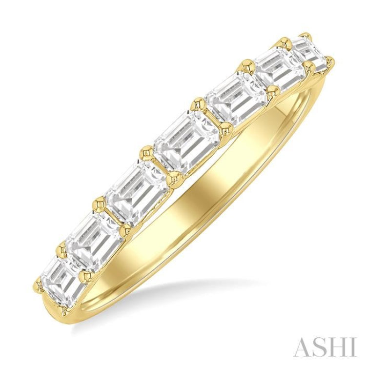 1 Ctw East-West Emerald Cut Diamond Fashion Band in 14K Yellow Gold 1 Ctw East-West Emerald Cut Diamond Fashion Band in 14K Yellow Gold