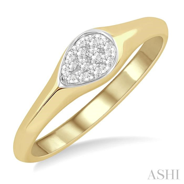 1/10 Ctw Pear Shape Lovebright Diamond Ring in 14K Yellow and White Gold 1/10 Ctw Pear Shape Lovebright Diamond Ring in 14K Yellow and White Gold
