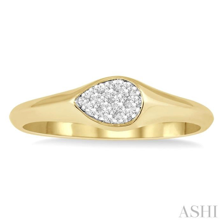 1/10 Ctw Pear Shape Lovebright Diamond Ring in 14K Yellow and White Gold 1/10 Ctw Pear Shape Lovebright Diamond Ring in 14K Yellow and White Gold