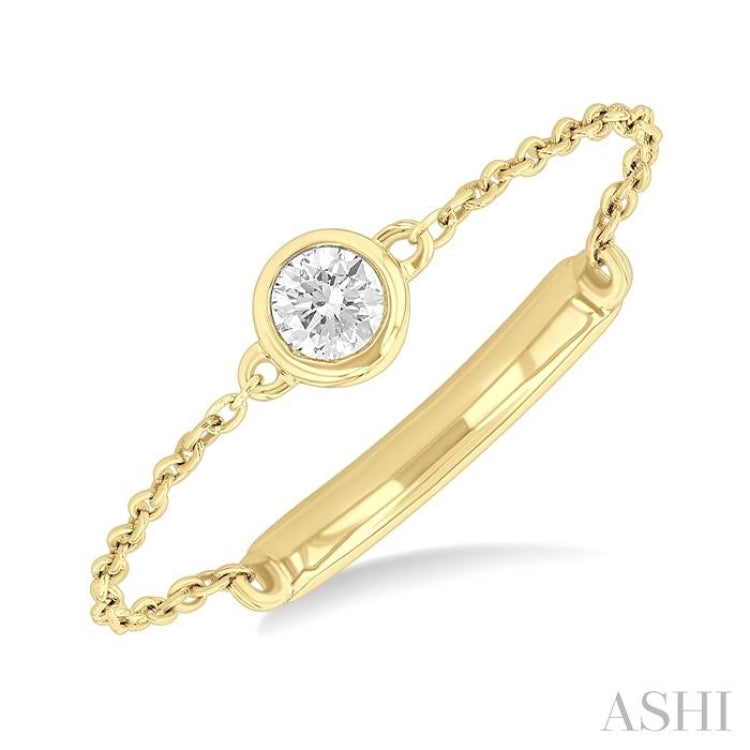 1/20 Ctw Petite Bezel Set Diamond Fashion Chain Ring in 10K Yellow Gold 1/20 Ctw Petite Bezel Set Diamond Fashion Chain Ring in 10K Yellow Gold