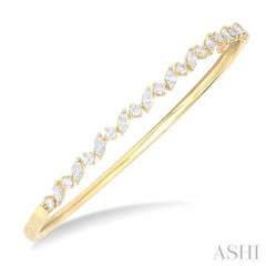 1 1/3 Ctw Marquise and Round Cut Diamond Stackable Bangle in 14K Yellow Gold 1 1/3 Ctw Marquise and Round Cut Diamond Stackable Bangle in 14K Yellow Gold