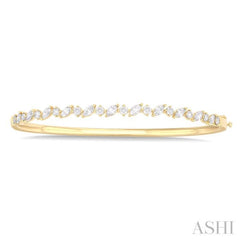 1 1/3 Ctw Marquise and Round Cut Diamond Stackable Bangle in 14K Yellow Gold 1 1/3 Ctw Marquise and Round Cut Diamond Stackable Bangle in 14K Yellow Gold