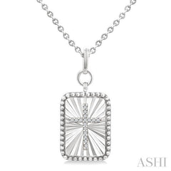 1/20 Ctw Rectangle Fluted Medallion Single Cut Diamond Cross Pendant With Chain in Sterling Silver 1/20 Ctw Rectangle Fluted Medallion Single Cut Diamond Cross Pendant With Chain in Sterling Silver