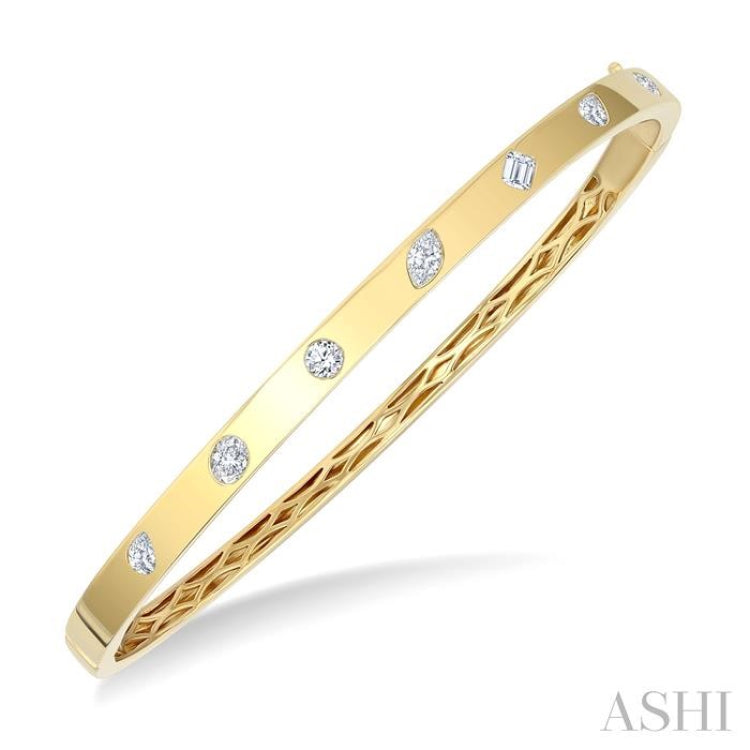 3/4 Ctw Mixed Shape Diamond Cut Fashion Bangle in 14K Yellow Gold 3/4 Ctw Mixed Shape Diamond Cut Fashion Bangle in 14K Yellow Gold