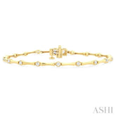 1/2 Ctw Bamboo Internodes Round Cut Diamond Fashion Bracelet in 14K Yellow Gold