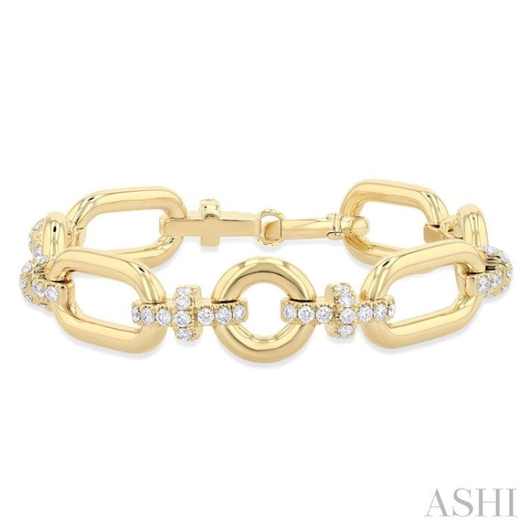 2 5/8 Ctw Round Cut Diamond Open Window Bold Link Fashion Bracelet in 14K Yellow Gold 2 5/8 Ctw Round Cut Diamond Open Window Bold Link Fashion Bracelet in 14K Yellow Gold