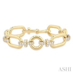 2 5/8 Ctw Round Cut Diamond Open Window Bold Link Fashion Bracelet in 14K Yellow Gold 2 5/8 Ctw Round Cut Diamond Open Window Bold Link Fashion Bracelet in 14K Yellow Gold