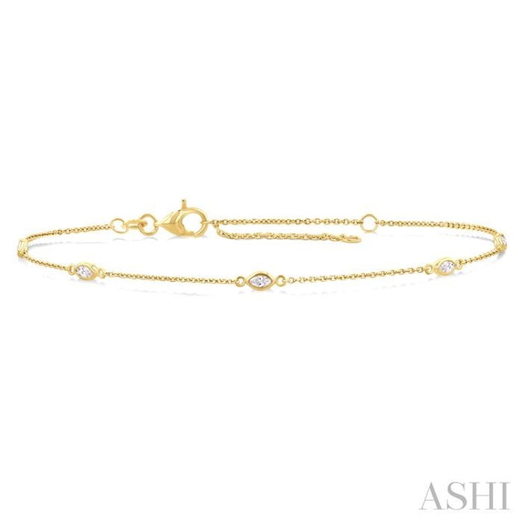 1/4 Ctw Marquise Cut Diamond Station Bracelet in 14K Yellow Gold 1/4 Ctw Marquise Cut Diamond Station Bracelet in 14K Yellow Gold
