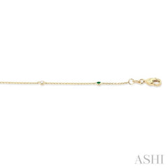 1.75 MM Emerald and 1/20 Ctw Round Cut Diamond Precious Station Bracelet in 14K Yellow Gold 1.75 MM Emerald and 1/20 Ctw Round Cut Diamond Precious Station Bracelet in 14K Yellow Gold