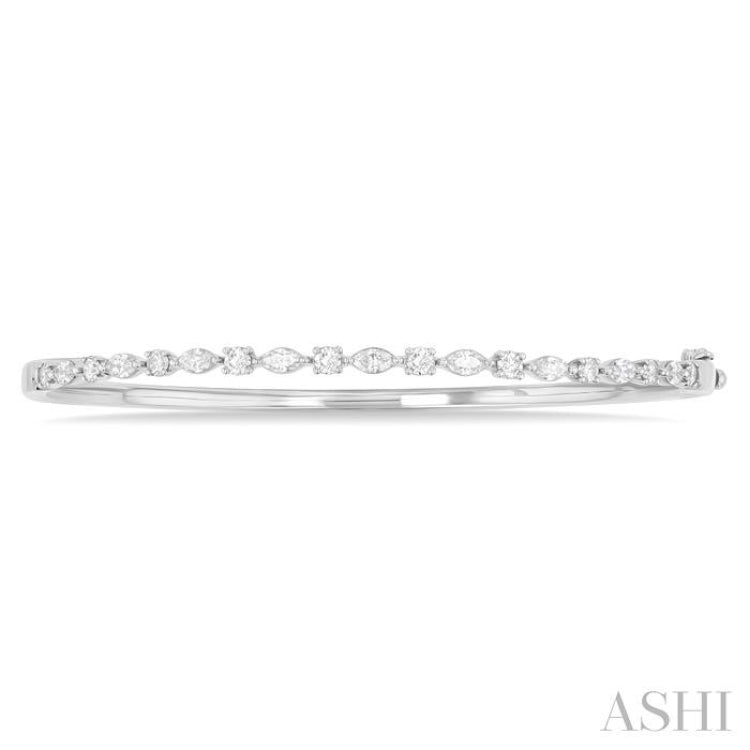1 Ctw Marquise and Round Cut Diamond Fashion Bangle in 14K White Gold 1 Ctw Marquise and Round Cut Diamond Fashion Bangle in 14K White Gold