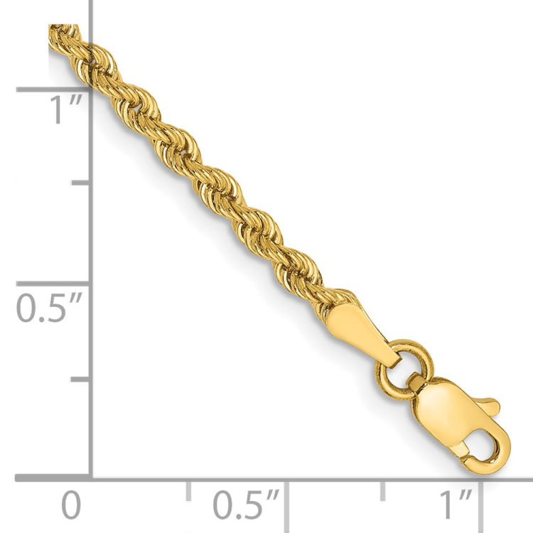 14K 7 inch 2.5mm Regular Rope with Lobster Clasp Chain 14K 7 inch 2.5mm Regular Rope with Lobster Clasp Chain
