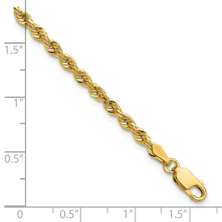 14K 7 inch 3mm Diamond-cut Rope with Lobster Clasp Chain 14K 7 inch 3mm Diamond-cut Rope with Lobster Clasp Chain