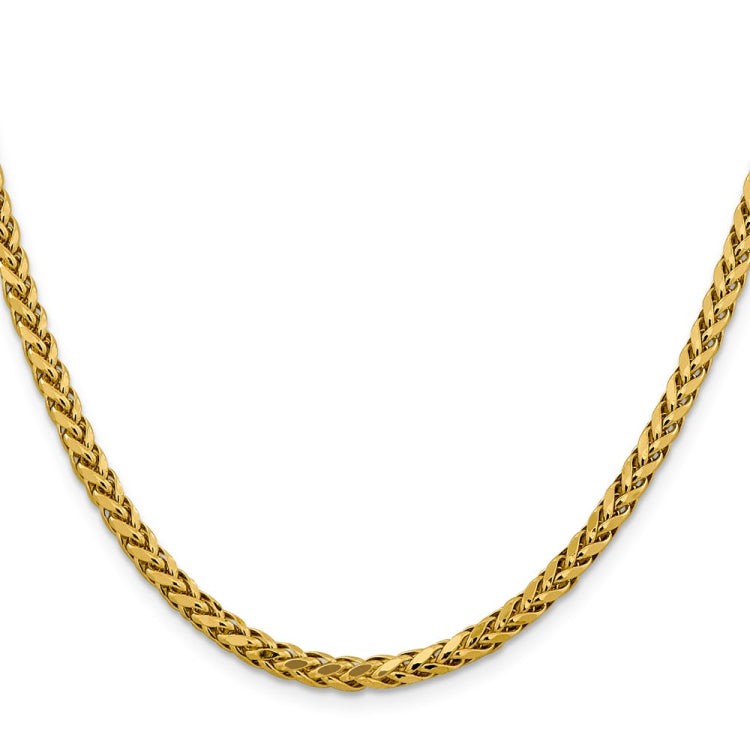 14K 22 inch 3.7mm Semi-Solid Diamond-cut Wheat with Lobster Clasp Chain 14K 22 inch 3.7mm Semi-Solid Diamond-cut Wheat with Lobster Clasp Chain