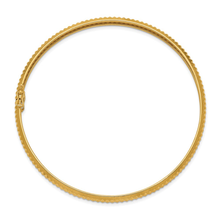 14k Polished Textured 5.00mm Flexible Round Bangle Bracelet 14k Polished Textured 5.00mm Flexible Round Bangle Bracelet