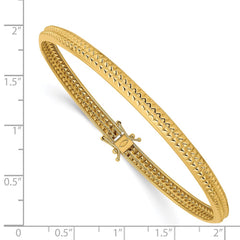14k Polished Textured 5.00mm Flexible Round Bangle Bracelet 14k Polished Textured 5.00mm Flexible Round Bangle Bracelet
