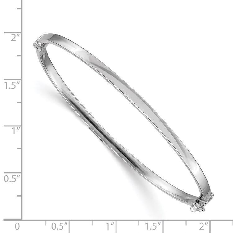 14k White Gold Polished 3.00mm Hinged Oval Bangle Bracelet 14k White Gold Polished 3.00mm Hinged Oval Bangle Bracelet