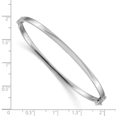 14k White Gold Polished 3.00mm Hinged Oval Bangle Bracelet 14k White Gold Polished 3.00mm Hinged Oval Bangle Bracelet