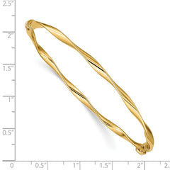 14k Polished Twisted 3.00mm Hinged Oval Bangle Bracelet 14k Polished Twisted 3.00mm Hinged Oval Bangle Bracelet