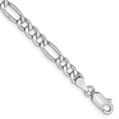 14K White Gold 8 inch 4.4mm Semi-Solid Figaro with Lobster Clasp Bracelet 14K White Gold 8 inch 4.4mm Semi-Solid Figaro with Lobster Clasp Bracelet