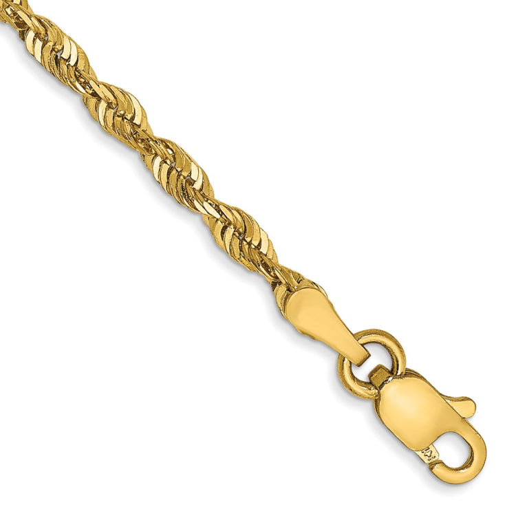14K 7 inch 2.5mm Ultra Diamond-cut Rope with Lobster Clasp Chain 14K 7 inch 2.5mm Ultra Diamond-cut Rope with Lobster Clasp Chain