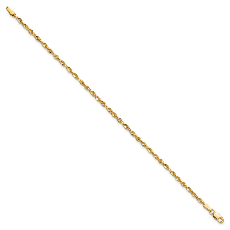 14K 7 inch 2.5mm Ultra Diamond-cut Rope with Lobster Clasp Chain 14K 7 inch 2.5mm Ultra Diamond-cut Rope with Lobster Clasp Chain