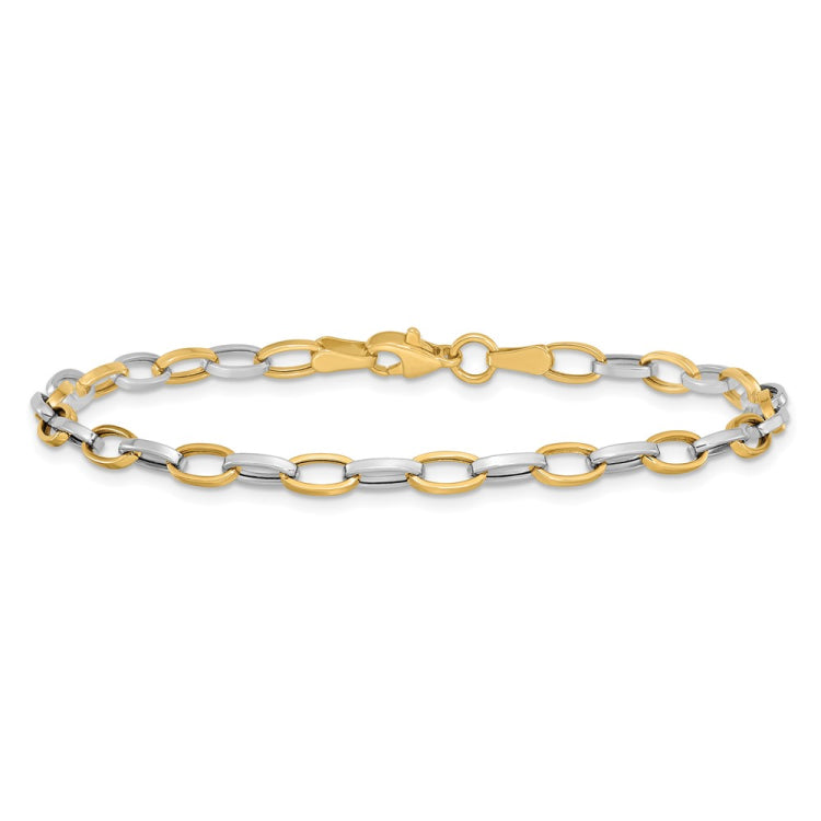 14k Two-tone Polished Oval Cable Link 7.25 inch Bracelet 14k Two-tone Polished Oval Cable Link 7.25 inch Bracelet