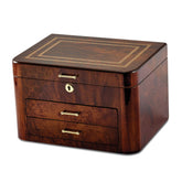 Luxury Giftware by Jere High Gloss Elm Burl Veneer with Double Braided Accents 2-drawer Locking Wooden Jewelry Box