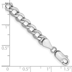 14K White Gold 8 inch 5.25mm Semi-Solid Curb with Lobster Clasp Bracelet 14K White Gold 8 inch 5.25mm Semi-Solid Curb with Lobster Clasp Bracelet