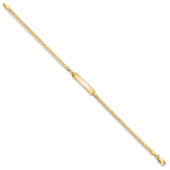 14k Polished Solid Chain/Solid Plate Curb Link 20x4.8mm Plate 5.5 inch Baby/Child ID Bracelet 14k Polished Solid Chain/Solid Plate Curb Link 20x4.8mm Plate 5.5 inch Baby/Child ID Bracelet