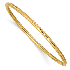 14k Polished Diamond-cut Tube 3.00mm Slip-on Round Bangle Bracelet 14k Polished Diamond-cut Tube 3.00mm Slip-on Round Bangle Bracelet