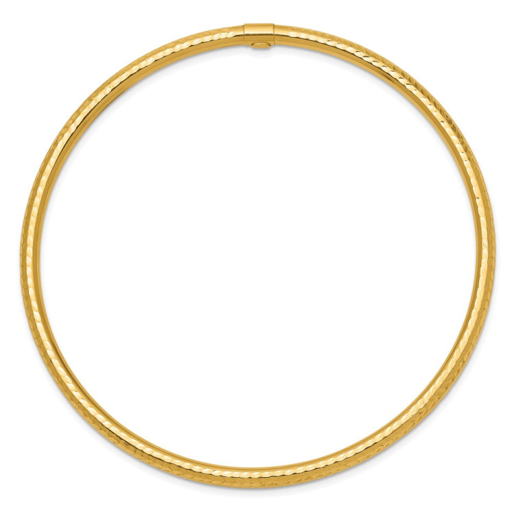 14k Polished Diamond-cut Tube 3.00mm Slip-on Round Bangle Bracelet 14k Polished Diamond-cut Tube 3.00mm Slip-on Round Bangle Bracelet