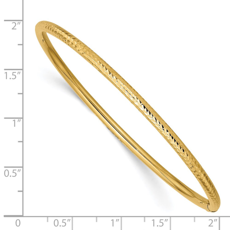 14k Polished Diamond-cut Tube 3.00mm Slip-on Round Bangle Bracelet 14k Polished Diamond-cut Tube 3.00mm Slip-on Round Bangle Bracelet
