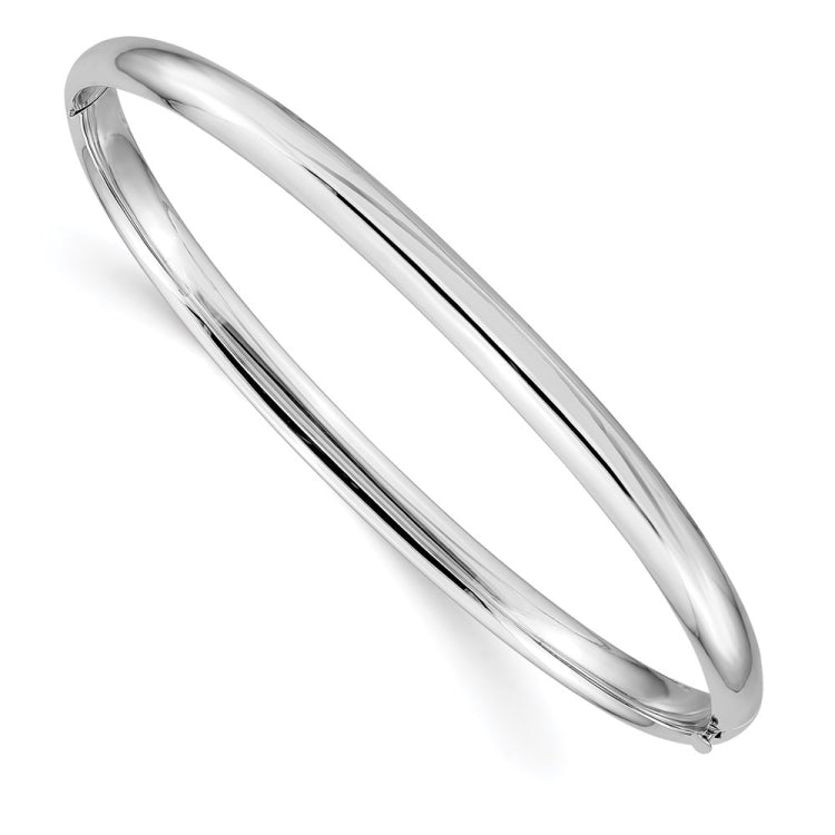 14k White Gold High Polished 5.00mm Hinged Oval Bangle Bracelet 14k White Gold High Polished 5.00mm Hinged Oval Bangle Bracelet