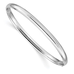 14k White Gold High Polished 5.00mm Hinged Oval Bangle Bracelet 14k White Gold High Polished 5.00mm Hinged Oval Bangle Bracelet