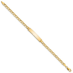 14k Polished Semi-Solid Chain/Solid Plate Curb Link 33x6.75mm Plate 8 inch ID Bracelet 14k Polished Semi-Solid Chain/Solid Plate Curb Link 33x6.75mm Plate 8 inch ID Bracelet
