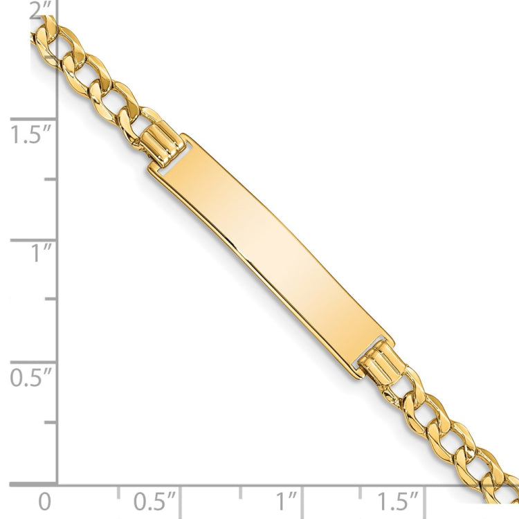 14k Polished Semi-Solid Chain/Solid Plate Curb Link 33x6.75mm Plate 8 inch ID Bracelet 14k Polished Semi-Solid Chain/Solid Plate Curb Link 33x6.75mm Plate 8 inch ID Bracelet