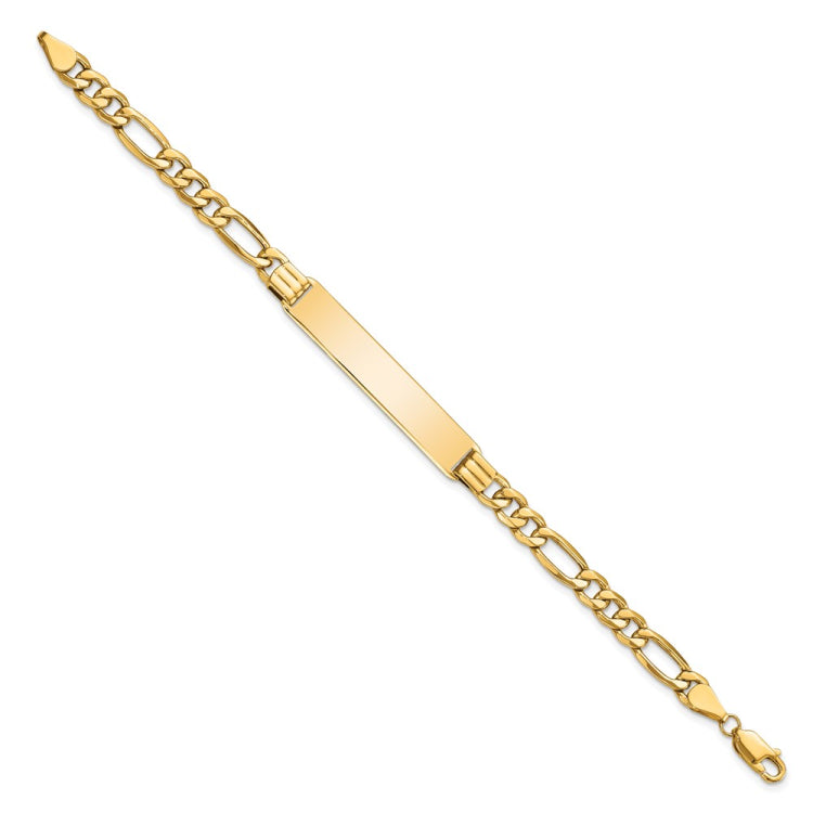 14k Polished Semi-Solid Chain/Solid Plate Figaro Link 39x8mm Plate 8 inch ID Bracelet 14k Polished Semi-Solid Chain/Solid Plate Figaro Link 39x8mm Plate 8 inch ID Bracelet