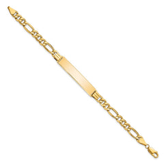 14k Polished Semi-Solid Chain/Solid Plate Figaro Link 39x8mm Plate 8 inch ID Bracelet 14k Polished Semi-Solid Chain/Solid Plate Figaro Link 39x8mm Plate 8 inch ID Bracelet