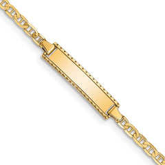 14k Polished Solid Chain/Solid Plate Anchor Link 18.5x5mm Plate 6 inch Baby/Child ID Bracelet 14k Polished Solid Chain/Solid Plate Anchor Link 18.5x5mm Plate 6 inch Baby/Child ID Bracelet