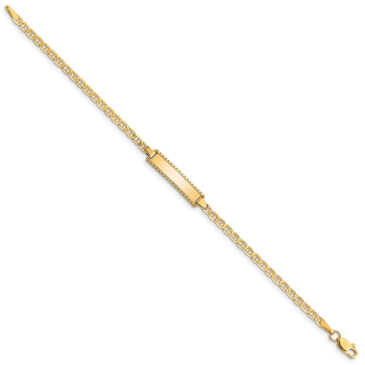 14k Polished Solid Chain/Solid Plate Anchor Link 18.5x5mm Plate 6 inch Baby/Child ID Bracelet 14k Polished Solid Chain/Solid Plate Anchor Link 18.5x5mm Plate 6 inch Baby/Child ID Bracelet