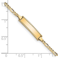 14k Polished Solid Chain/Solid Plate Figaro Link 18.5x5mm Plate 6 inch Baby/Child ID Bracelet 14k Polished Solid Chain/Solid Plate Figaro Link 18.5x5mm Plate 6 inch Baby/Child ID Bracelet